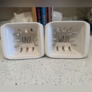Rae Dunn Ceramic Rinse and Wash baskets NEW